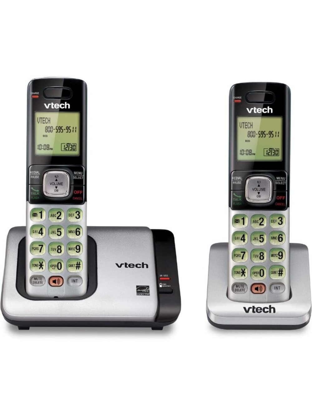 2-Handset Cordless Phone with Caller ID, Call Waiting, Intercom & Backlit